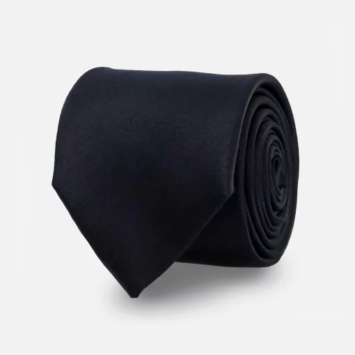 Solid Satin Black Tie